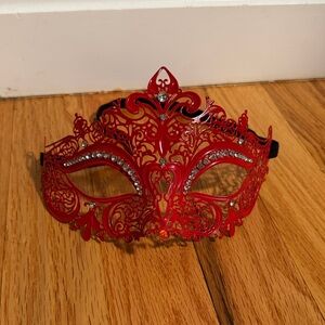 Red Masquerade Mask with Rhinestones